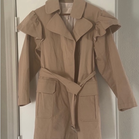 Rebecca Taylor Ruffle Trench Coat - Picture 3 of 4